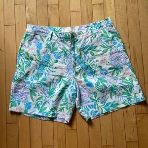 Lilly Pulitzer Linen Bermuda Shorts Size 12 NWOT - In a Pinch print